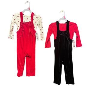 2 adorable Velour Overalls and Bodysuit Sets for Baby Girls 18 months soft